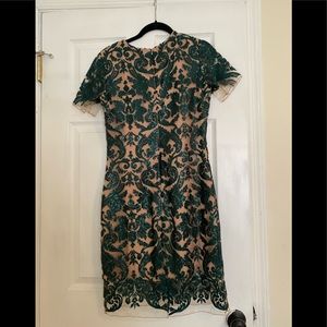 Dress the Population Emerald and Beige Lace Mini Dress